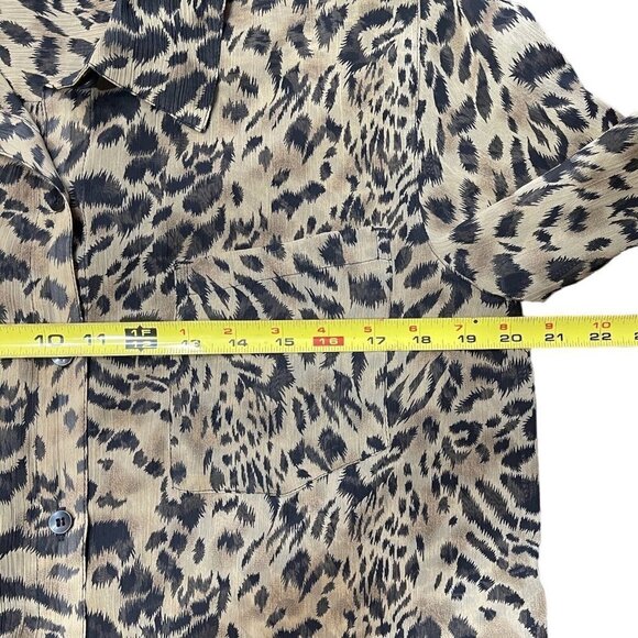 JM Collection JENNIFER MOORE Leopard Print Blouse Size 10 Multicolor Semi-Sheer - Picture 10 of 15